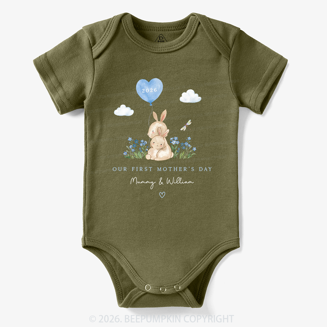 Personalized Our First Mother's Day Rabbit Together Bodysuit