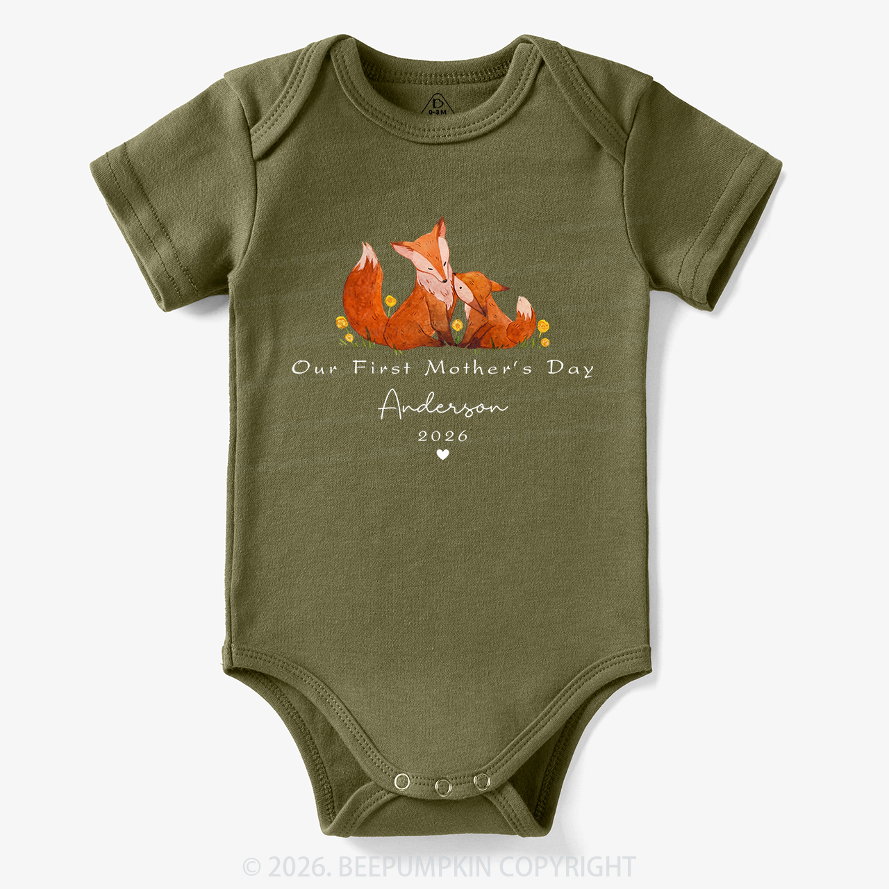 Personalized First Mother's Day Fox Bodysuit