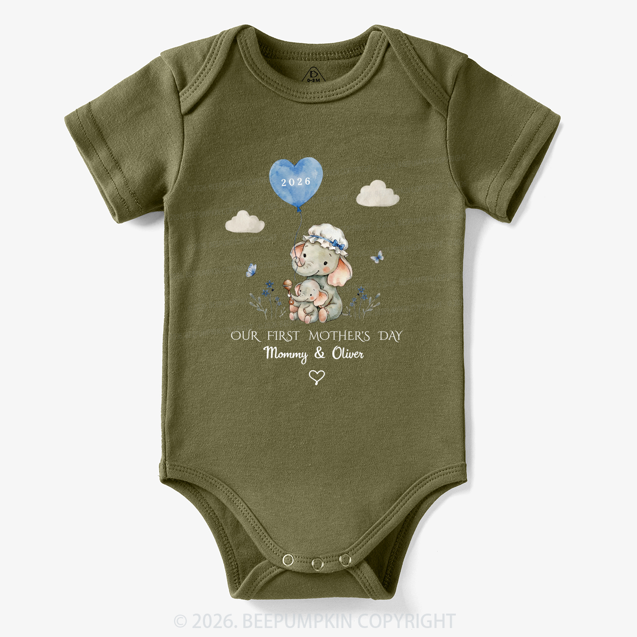 Personalized First Mother's Day Elephant Bodysuit
