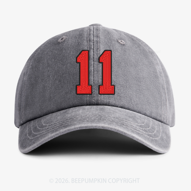 Personalized Number Embroidered Washed Baseball Cap For Kids