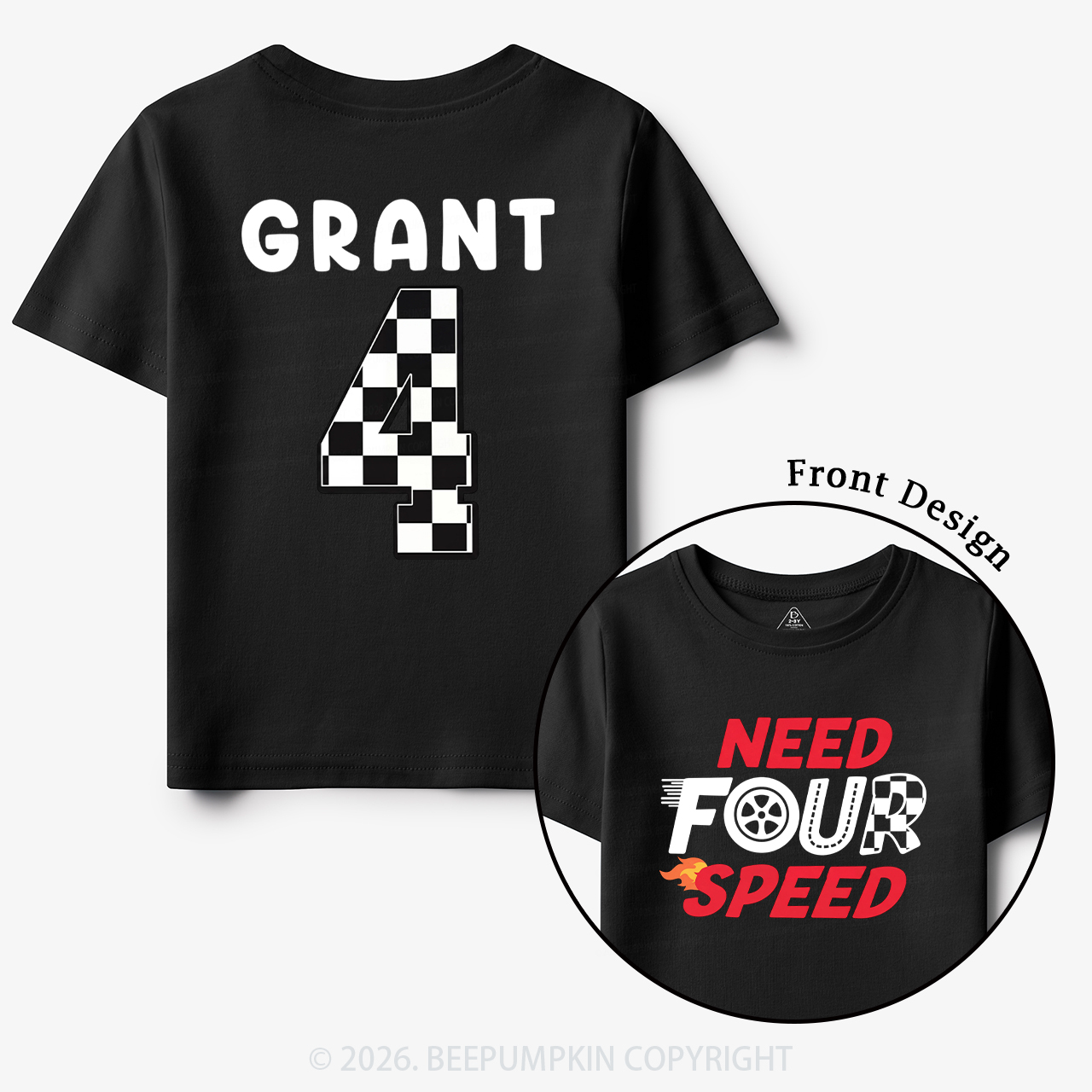 Personalized Racecar Birthday Toddler&Kid's Tees