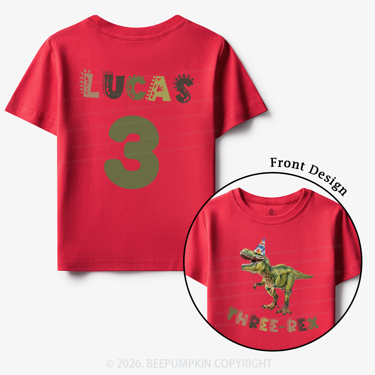 Personalized Dinosaur Birthday Party Toddler&Kid's Tees
