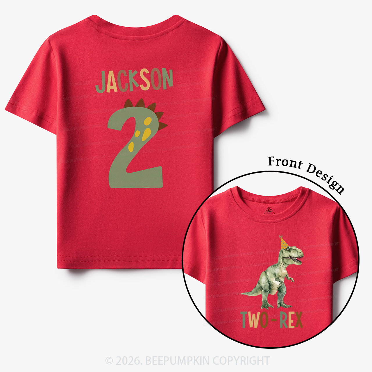 Personalized Dinosaur 2nd Birthday Toddler&Kid's Tees