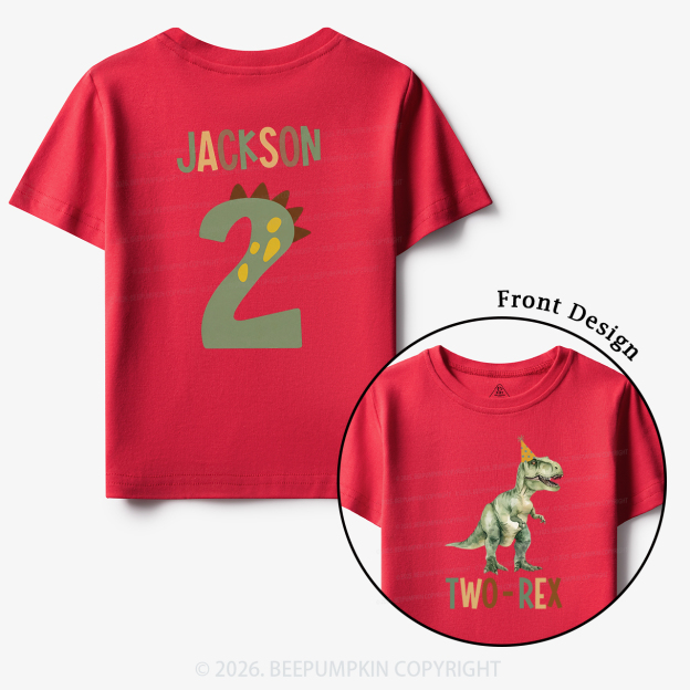 Personalized Dinosaur 2nd Birthday Toddler&Kid's Tees