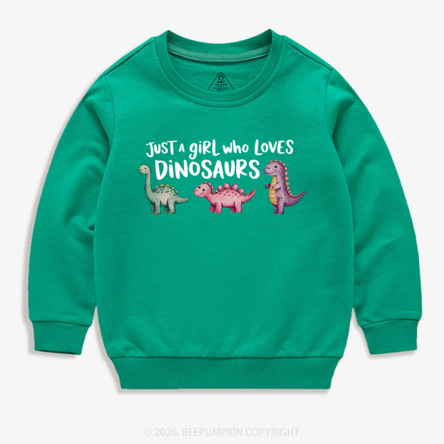 Just A Girl Who Loves Dinosaurs Kid's Sweatshirt