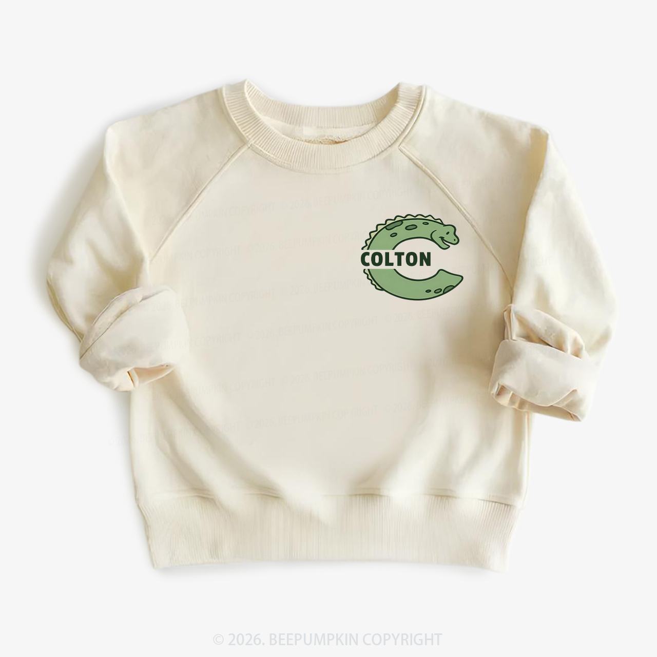 Personalized Cute Dinosaur Initial With Name Kid's Sweatshirt