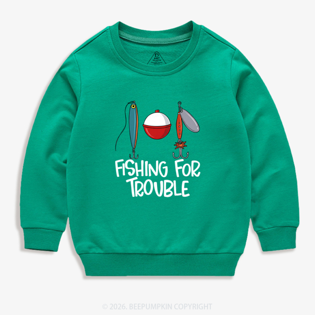 Fishing For Trouble Kid's Sweatshirt