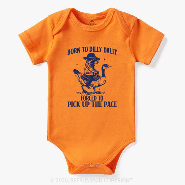 Born To Dilly Dally Retro Racoon Goose Bodysuit