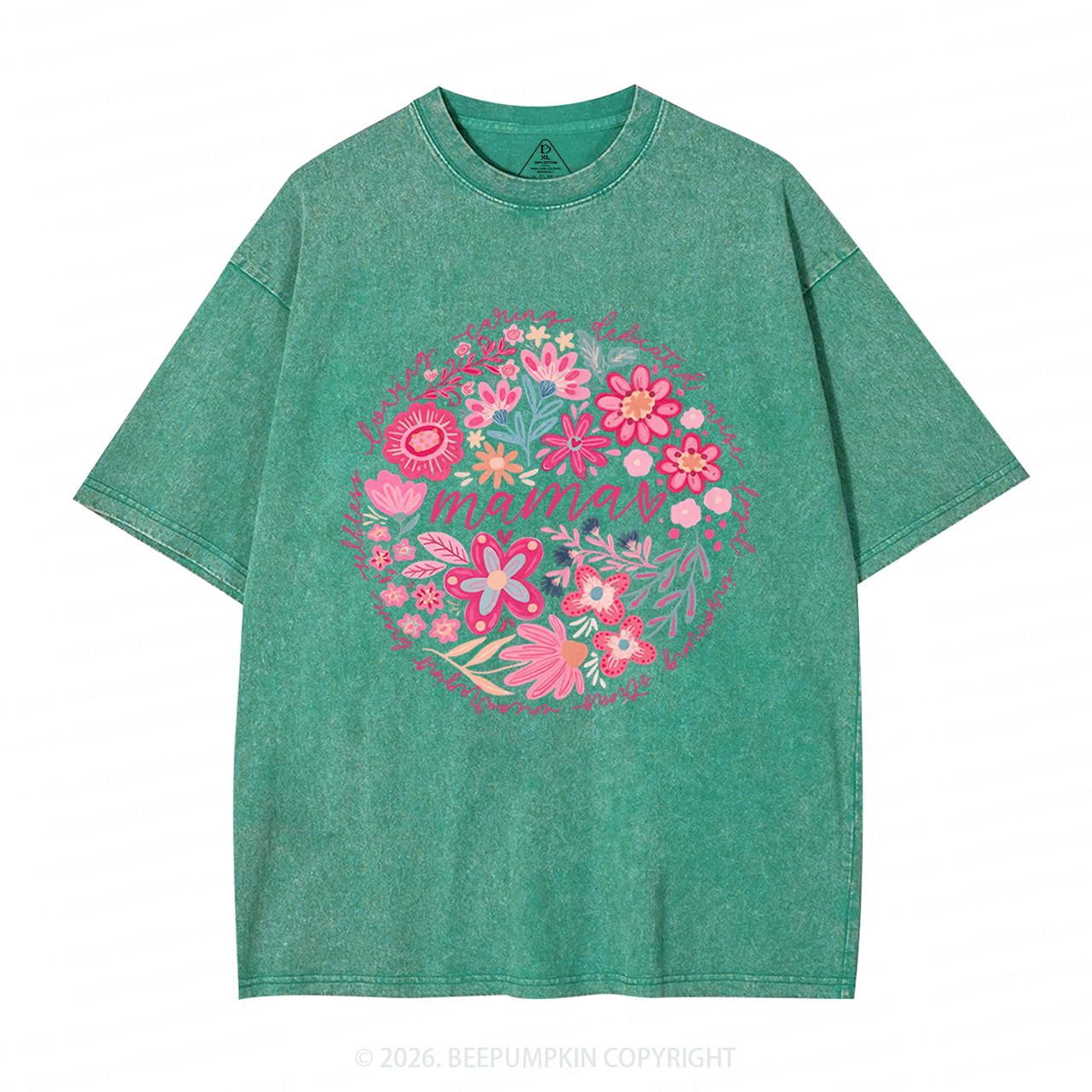 Boho Floral Spring Adult Washed T-Shirts