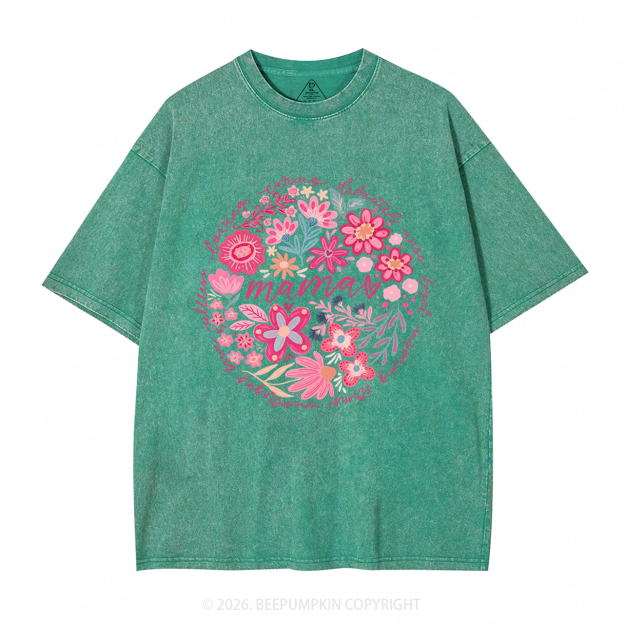 Boho Floral Spring Adult Washed T-Shirts
