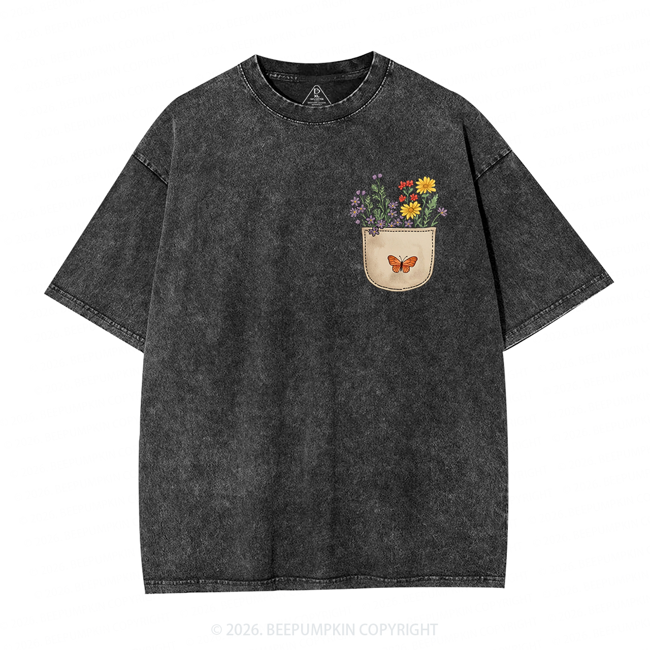 Wild Flowers Pocket Adult Washed T-Shirts