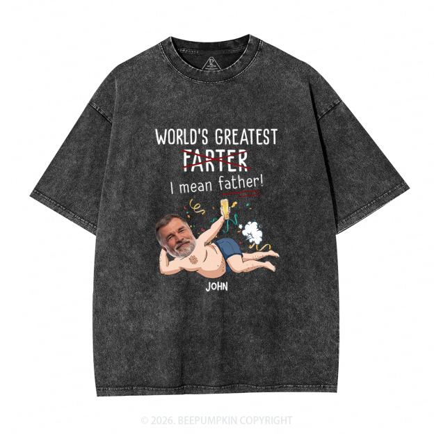 Personalized Photo Gift World's Greatest Farter Washed T-Shirts