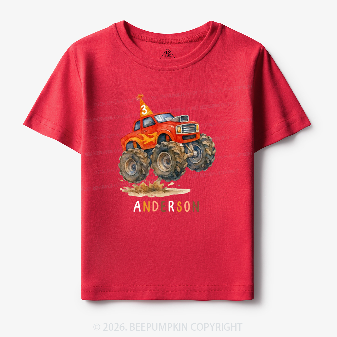 Personalized Monster Truck Birthday Toddler&Kid's Tees