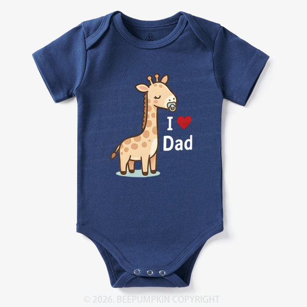 I Love Mom and Dad Giraffe Bodysuit