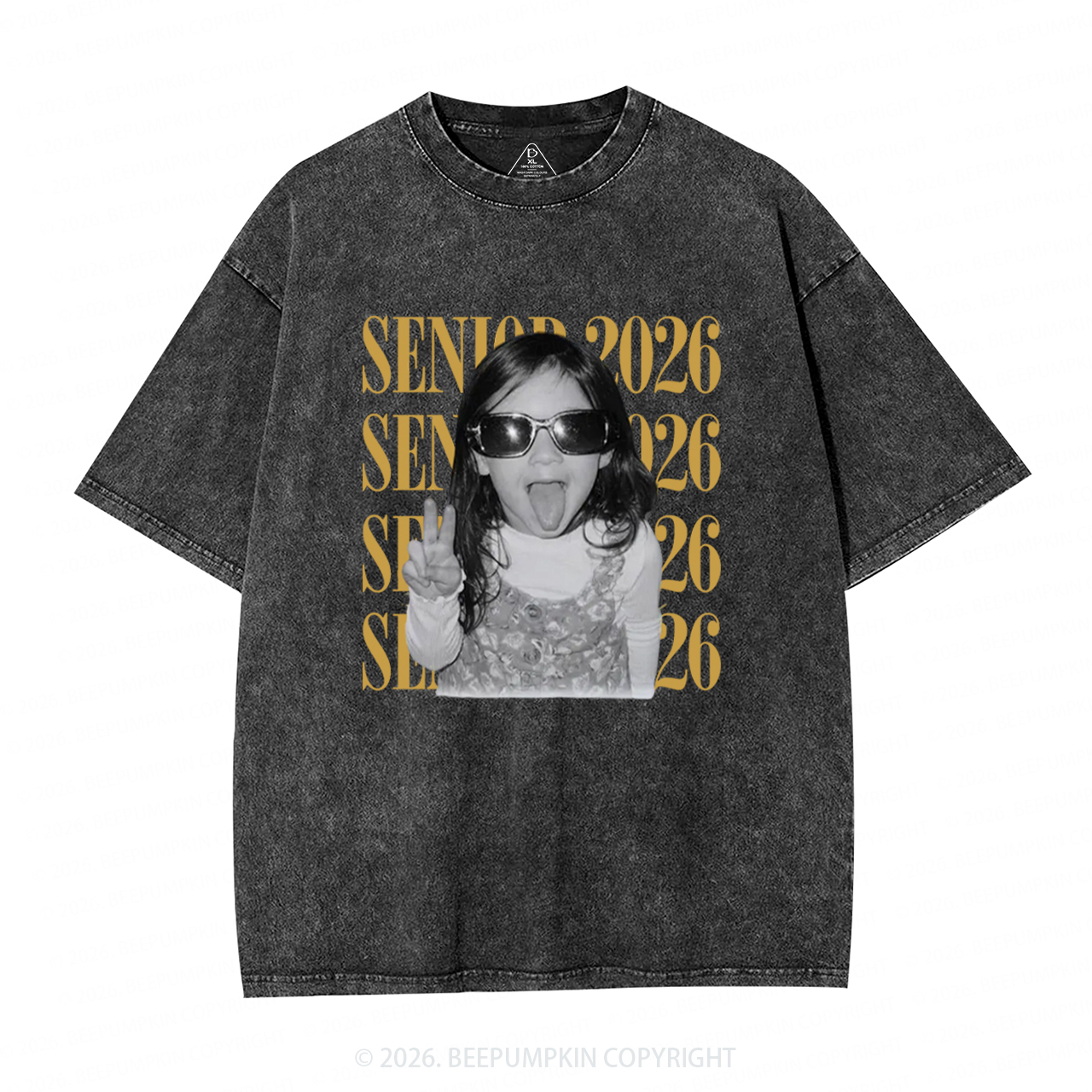 Personalized Vintage Photo And Year Senior Adult Washed T-Shirts