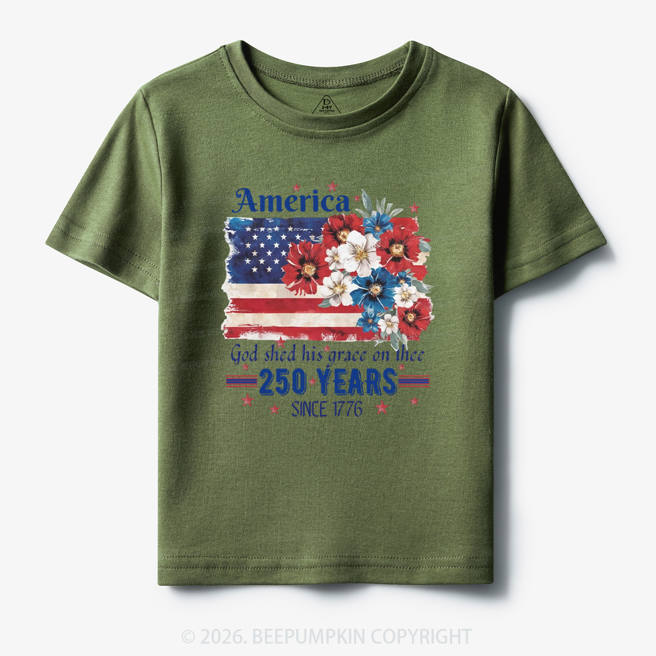 America 250 Years Flag Floral Toddler&Kid's Tees
