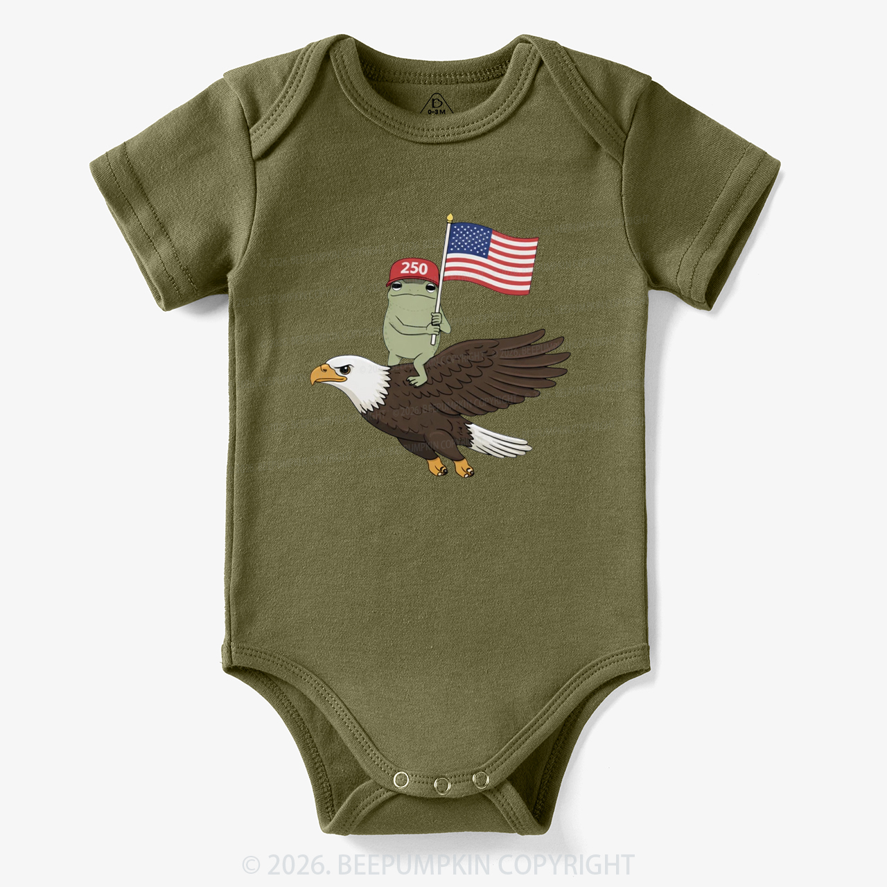 Americas 250th Birthday Funny Frog Bodysuit