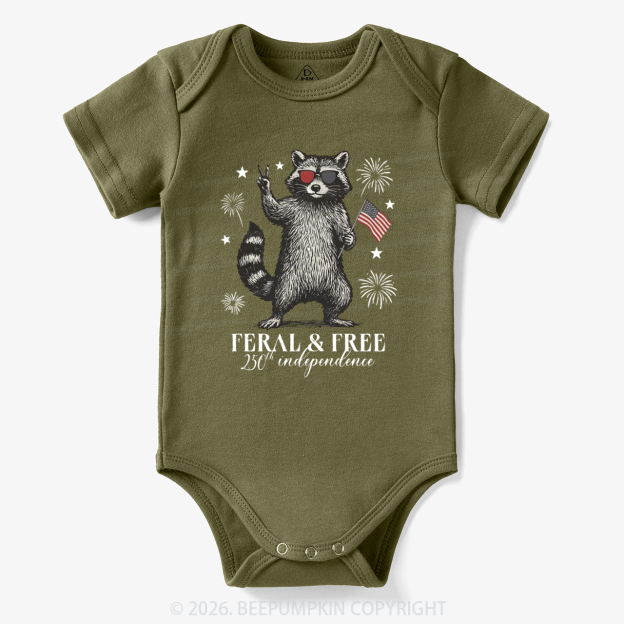 Feral but Free Patriotic Raccoon America 250th Bodysuit
