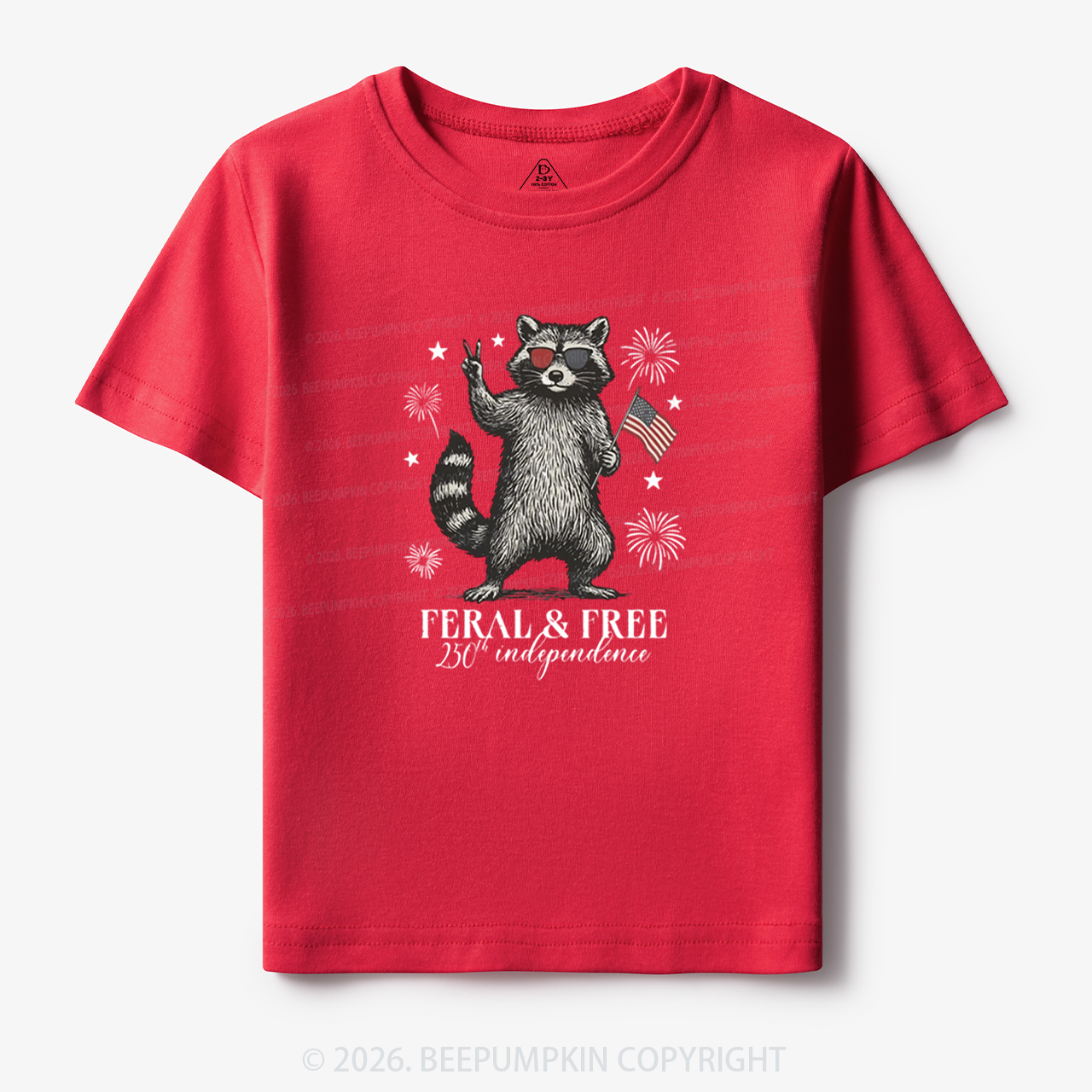 Feral but Free Patriotic Raccoon America 250th Toddler&Kid's Tees