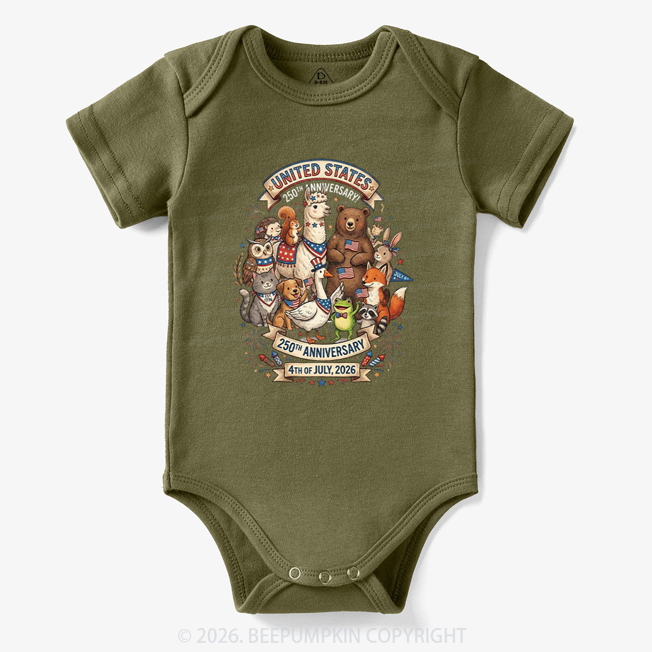 USA 250th Anniversary 4th of July Bodysuit