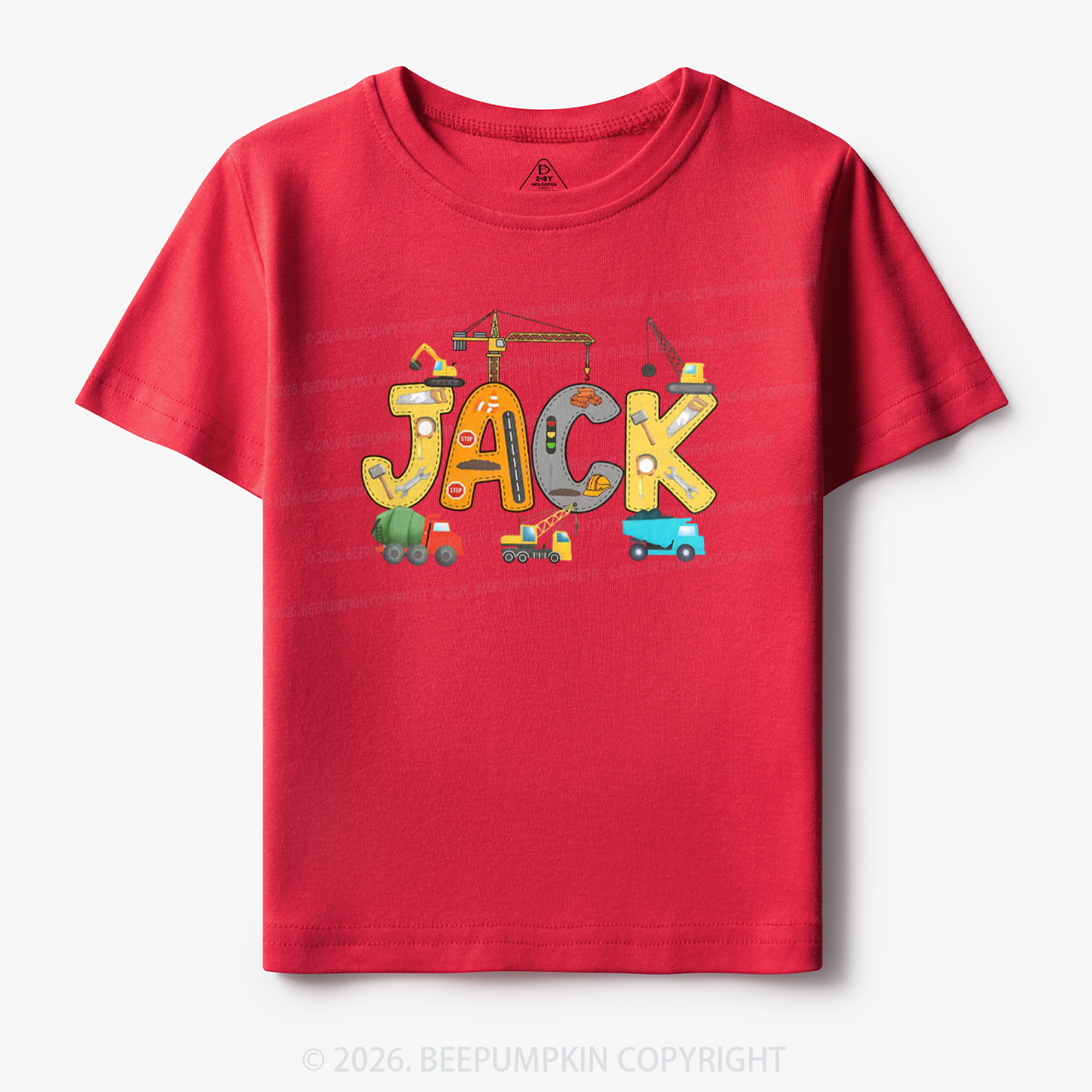 Personalized Name Construction Trucks Toddler&Kid's Tees