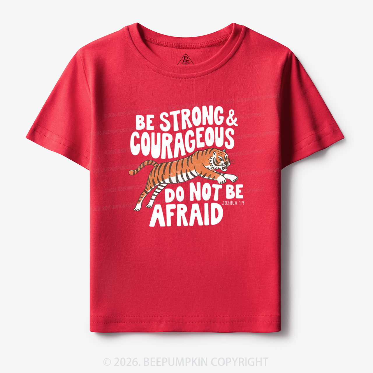 Christian Be Strong Courageous Do Not Be Afraid Tiger Toddler&Kid's Tees