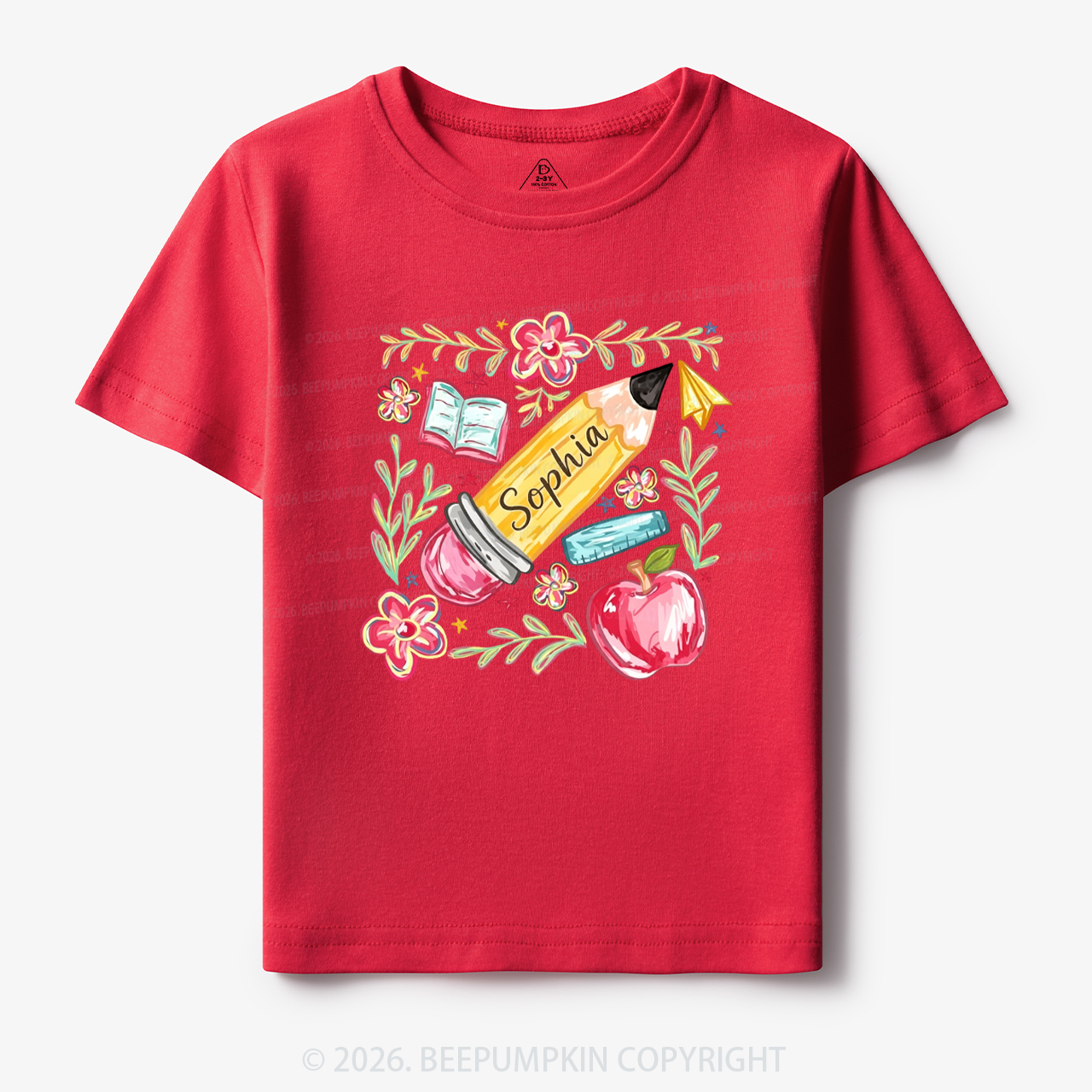 Personalized Name Floral Pencil Toddler&Kid's Tees
