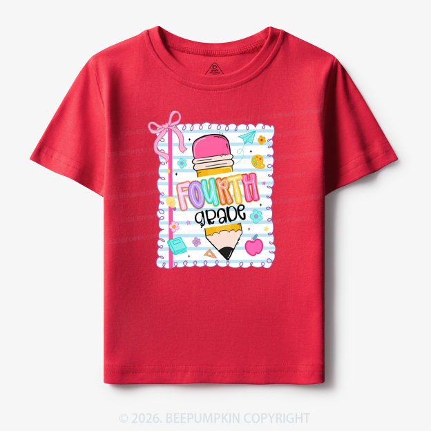 Back To School Pencil Coquette Bow Grades Toddler&Kid's Tees