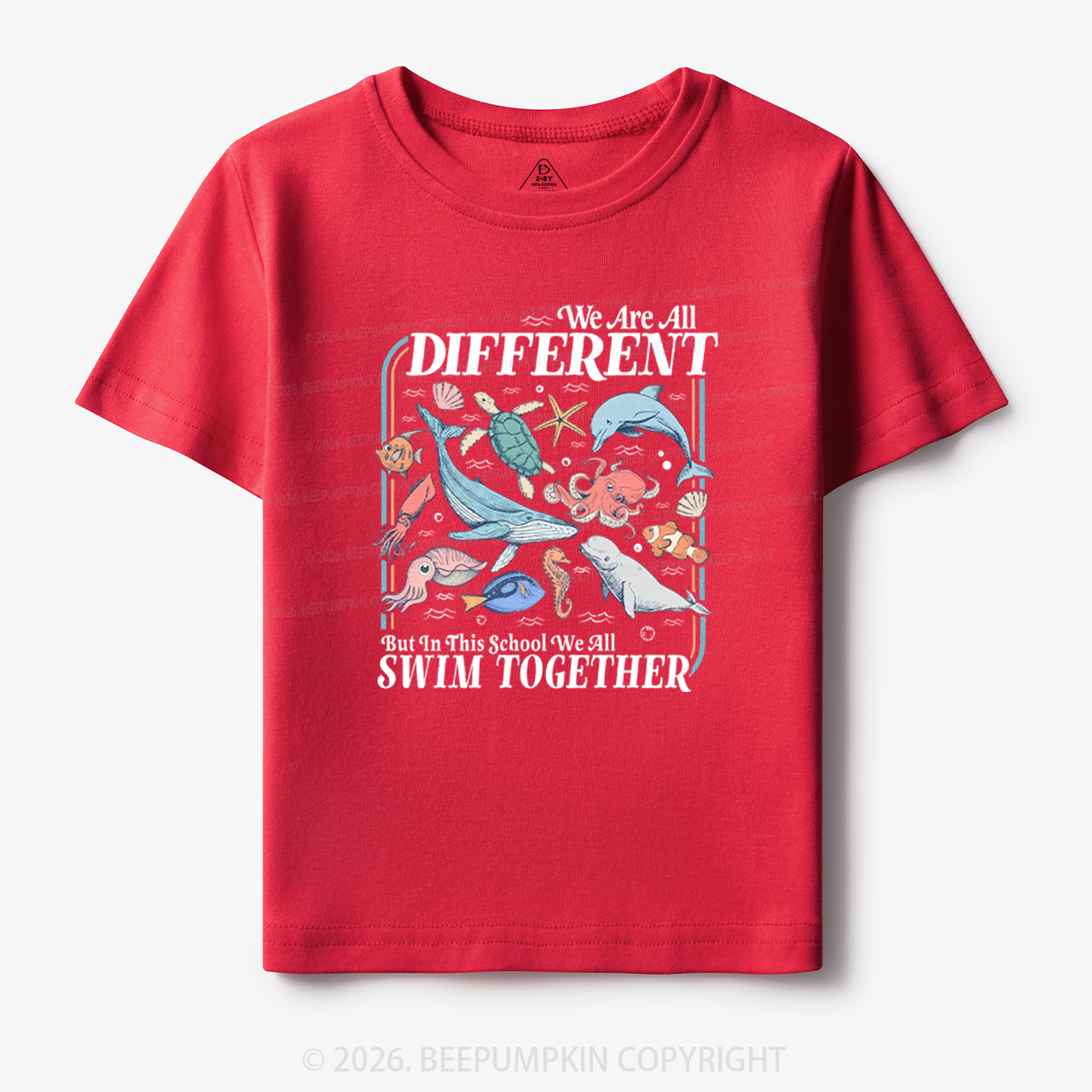 Ocean Animals We Are All Different Swim Together Toddler&Kid's Tees