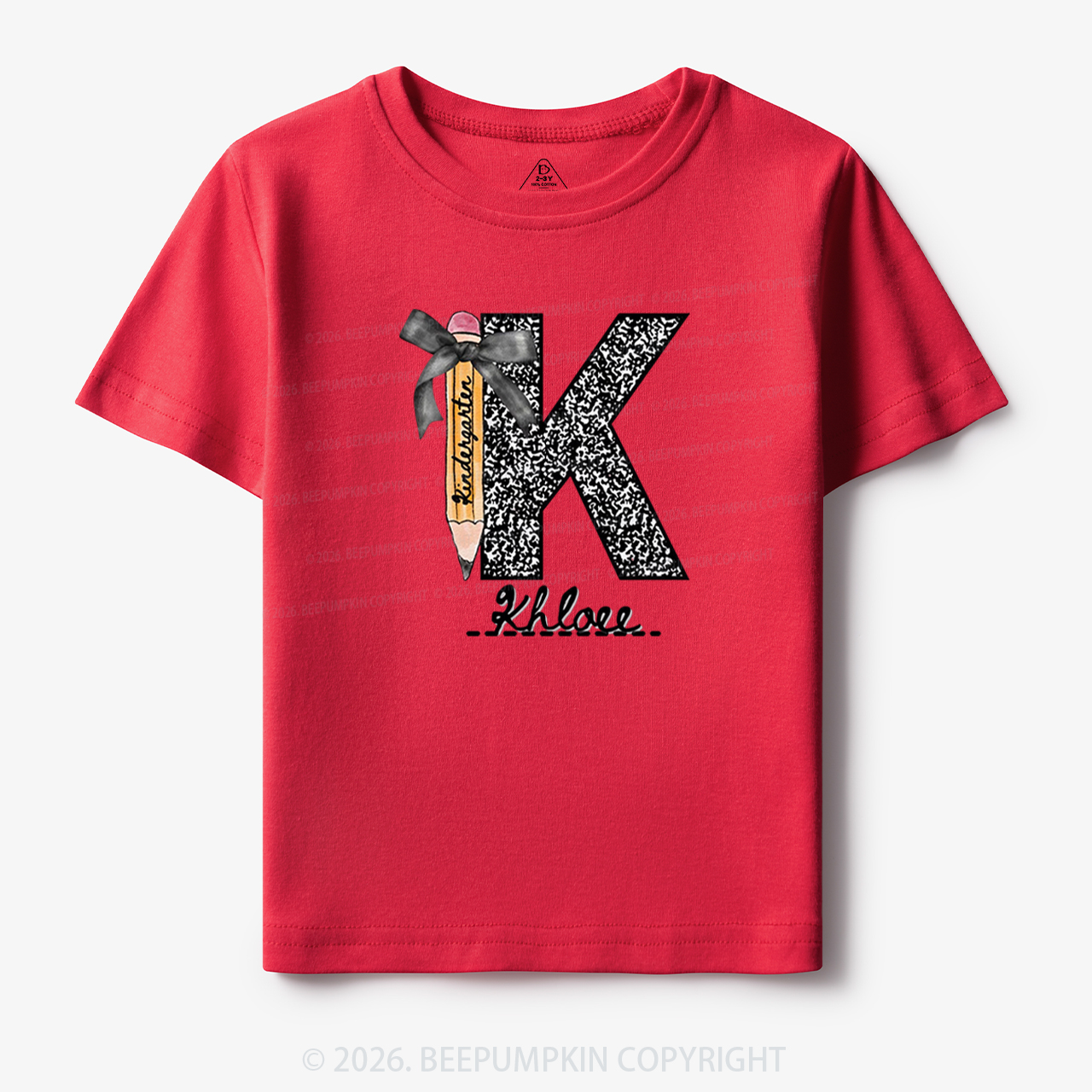 Personalized Grade&Name Monogram Pencil Bow Toddler&Kid's Tees