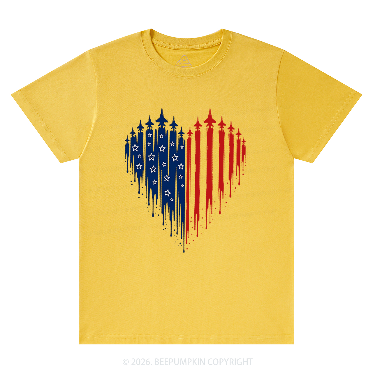 Patriotic 4th Of July American Flag Heart T-Shirts