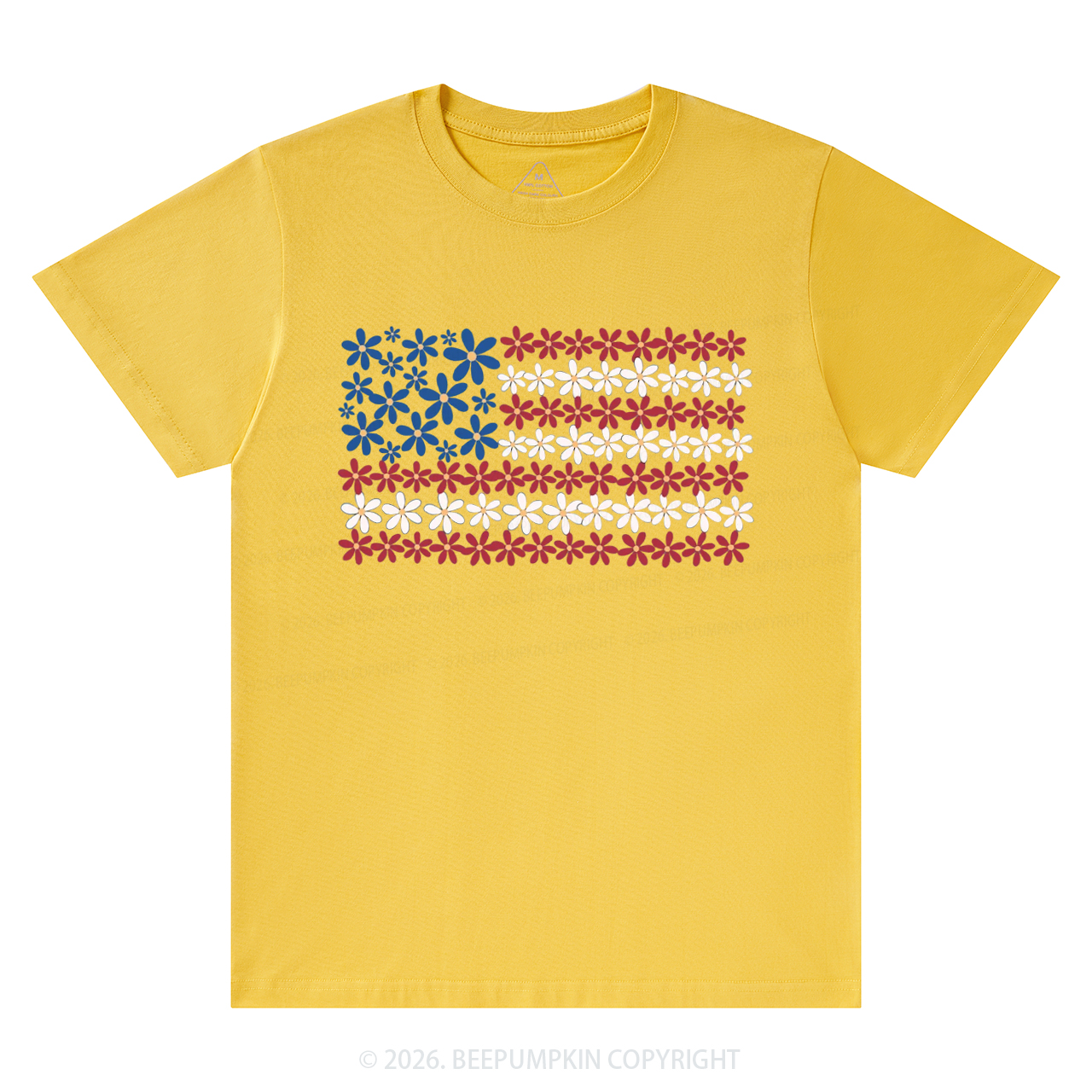 Floral American Flag 4th of July T-Shirts