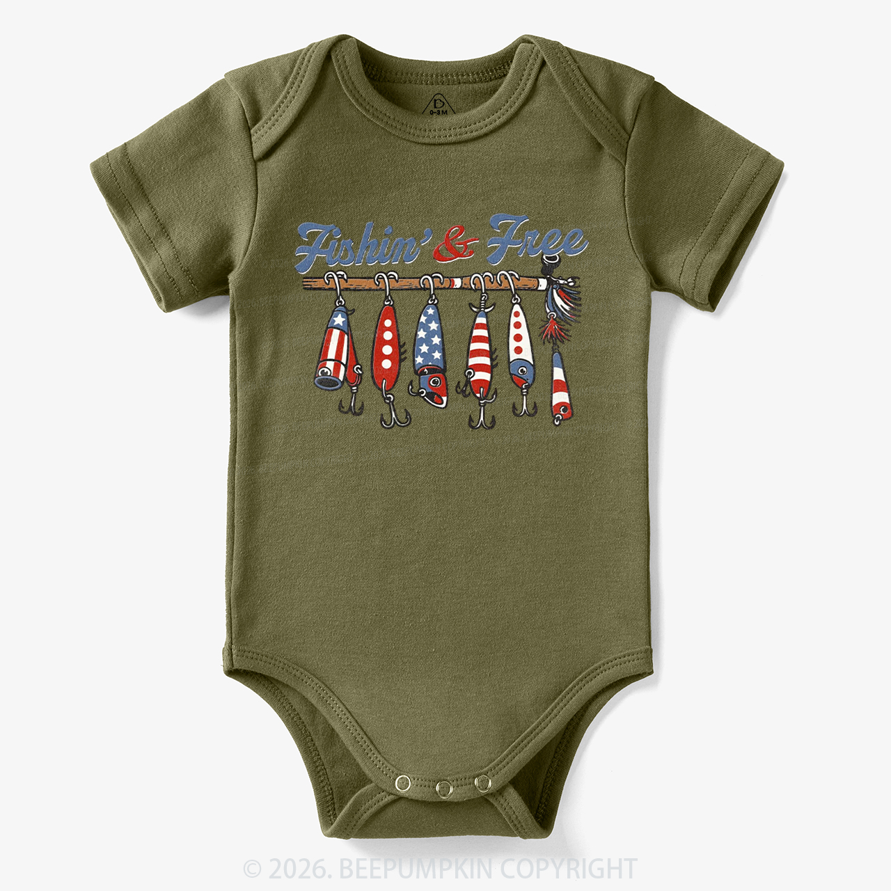 Fishin And Free Lure 4th Of July Bodysuit