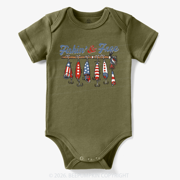 Fishin And Free Lure 4th Of July Bodysuit