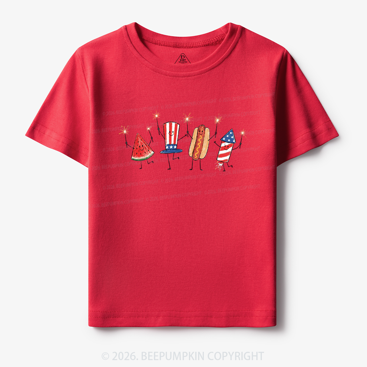 Patriotic Watermelon Hotdog Firework American Toddler&Kid's Tees