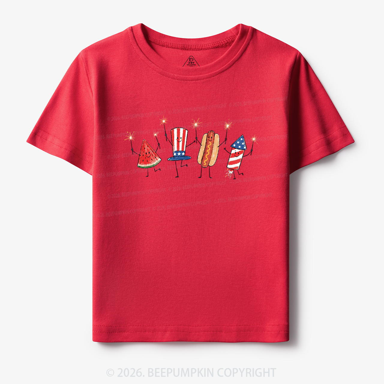 Patriotic Watermelon Hotdog Firework American Toddler&Kid's Tees