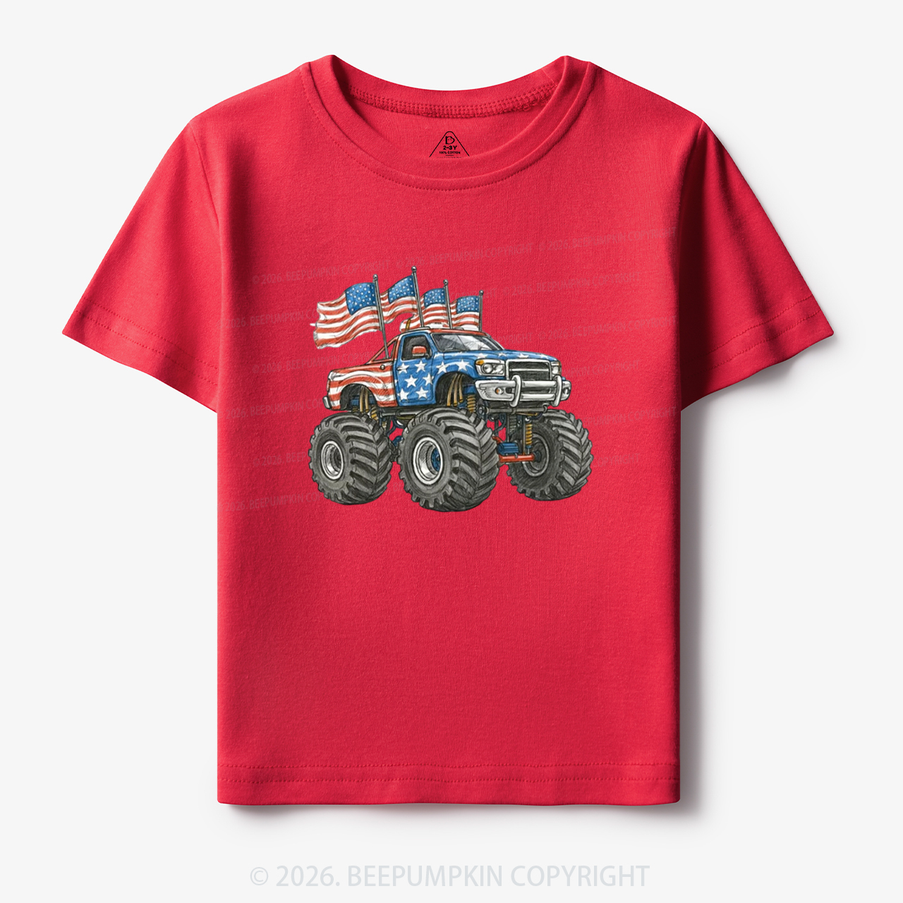 4th Of July Monster Truck American Flag Toddler&Kid's Tees