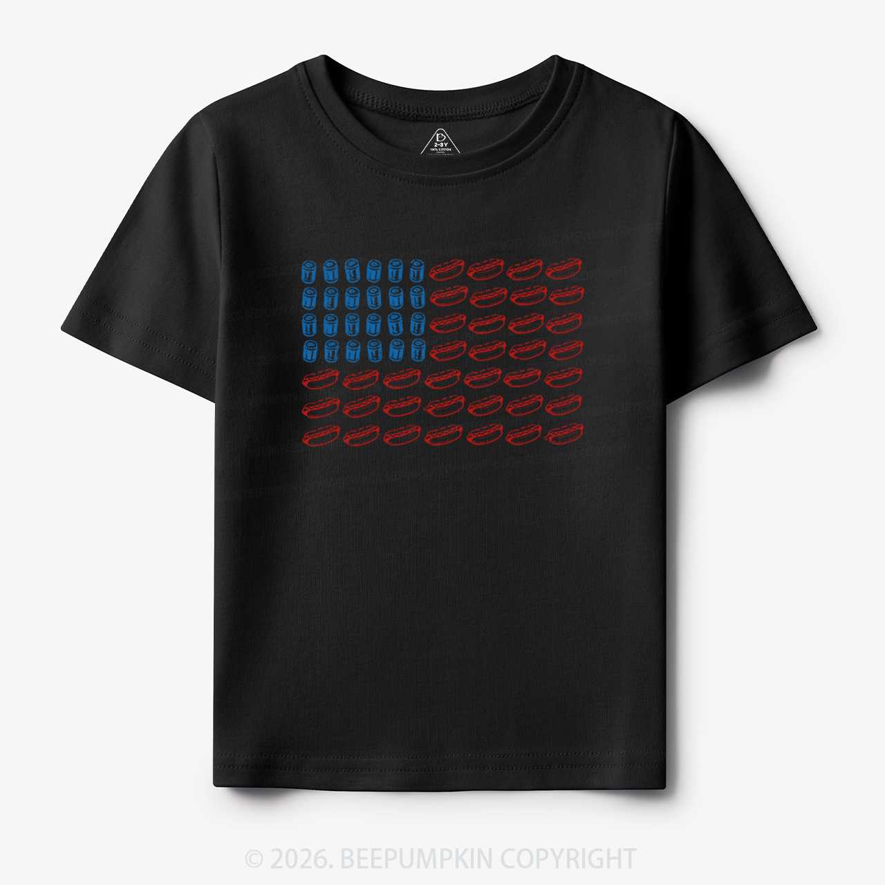 Funny 4th of July Hot Dog American Flag Toddler&Kid's Tees