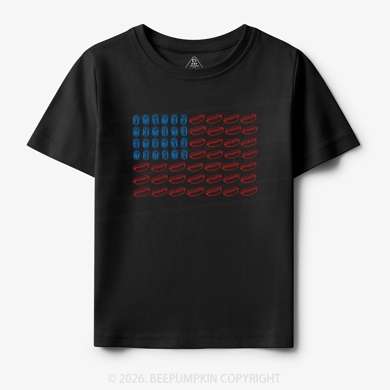 Funny 4th of July Hot Dog American Flag Toddler&Kid's Tees