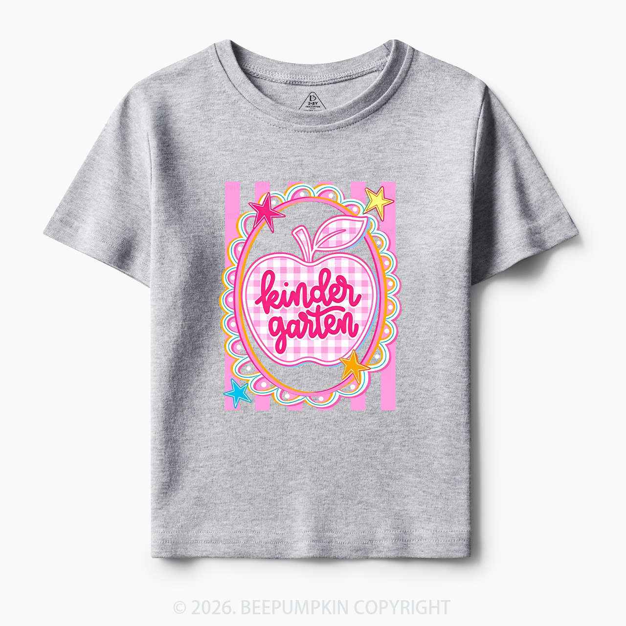 Personalized Apple Pink Gingham Stripes Toddler&Kid's Tees