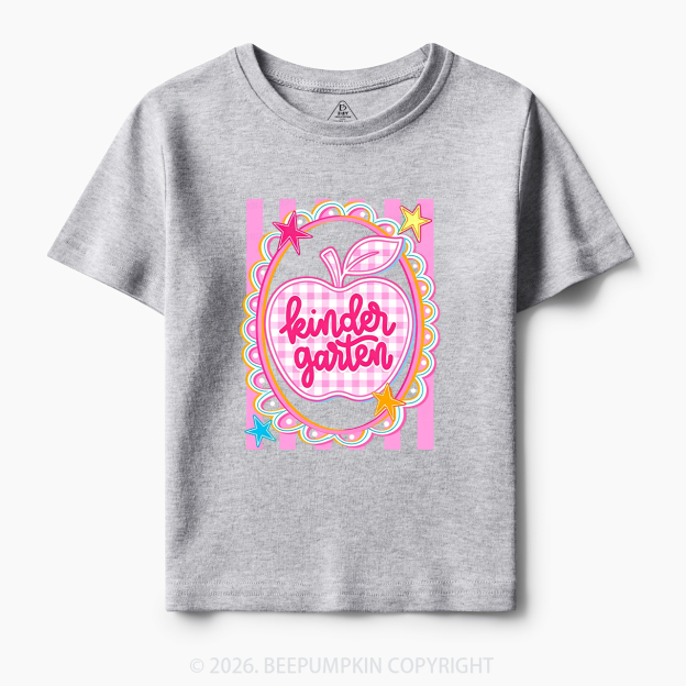Personalized Apple Pink Gingham Stripes Toddler&Kid's Tees