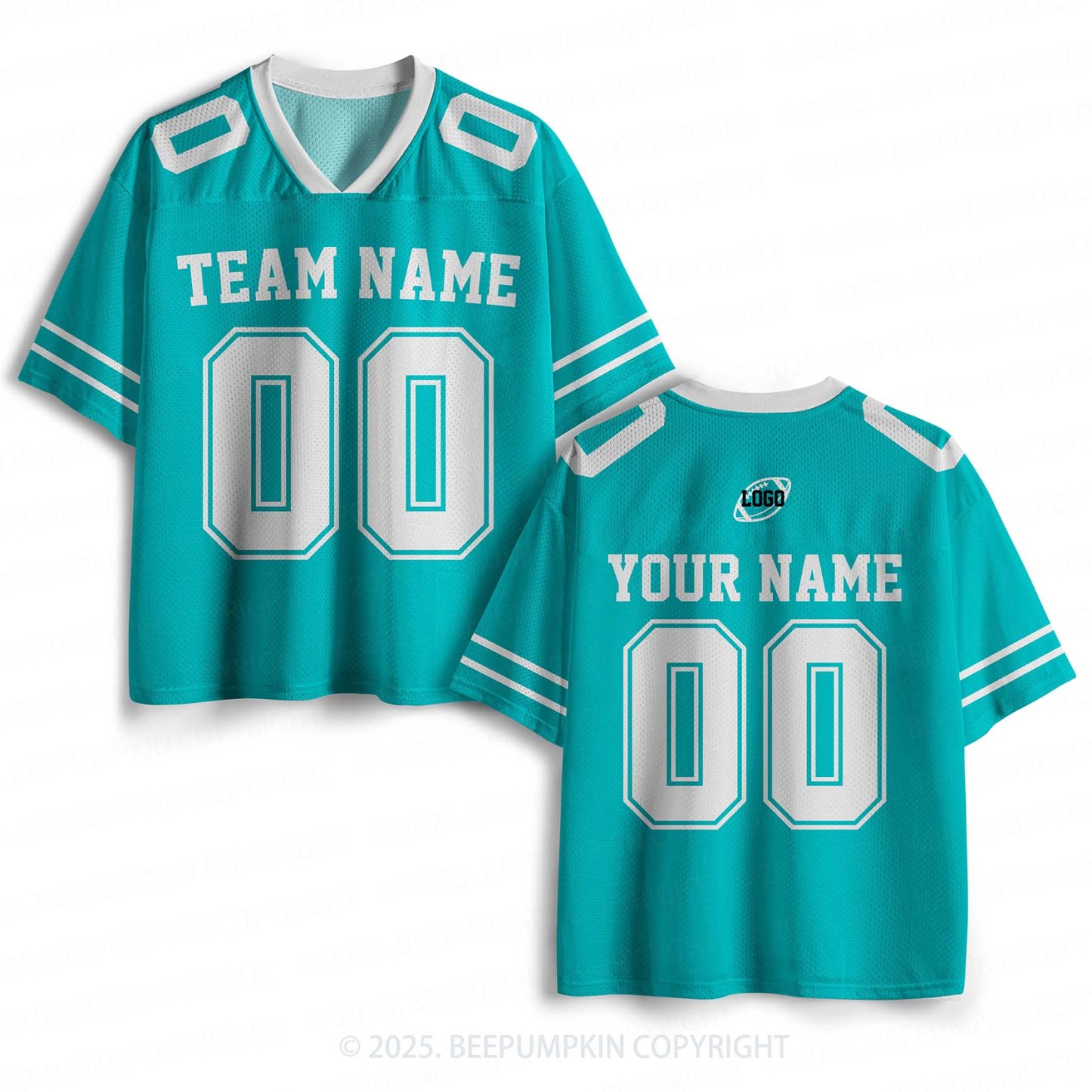 Personalized Team Name & Number Teal Adult Sport Jersey Beepumpkin