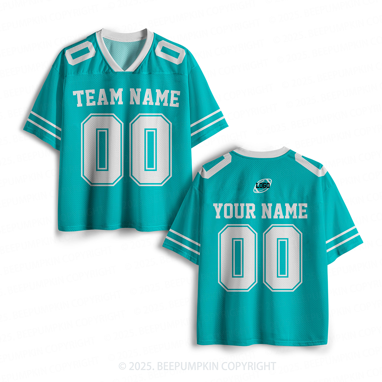 Personalized Team Name & Number Teal Toddler&Kid's Sport Jersey Beepumpkin