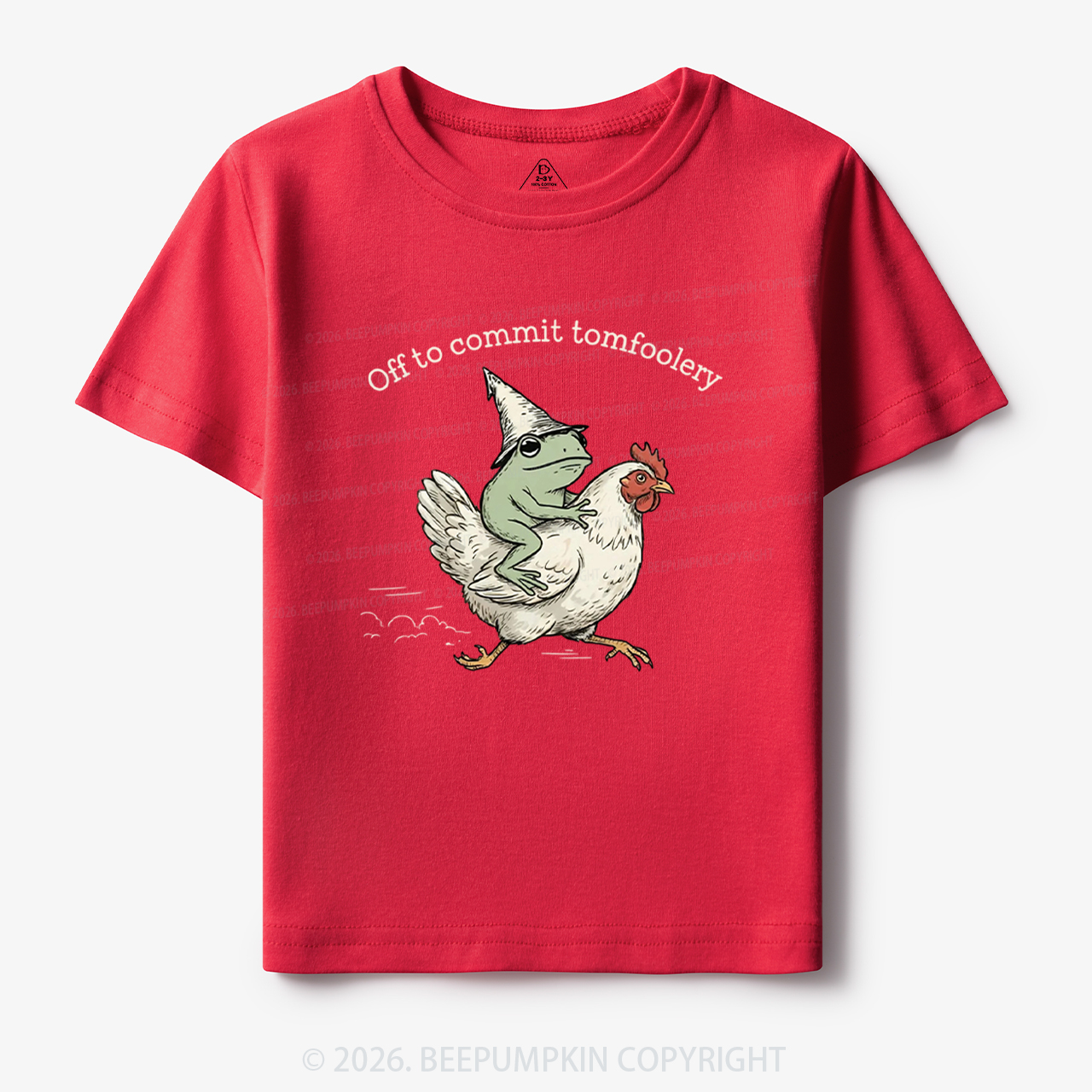 Frog Riding Chicken Off to Commit Tomfoolery Toddler&Kid's Tees