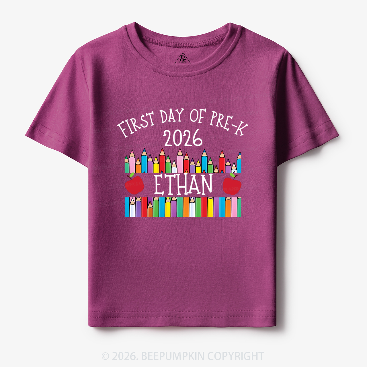 Personalized First Day Of Pre-K Crayon Toddler&Kid's Tees