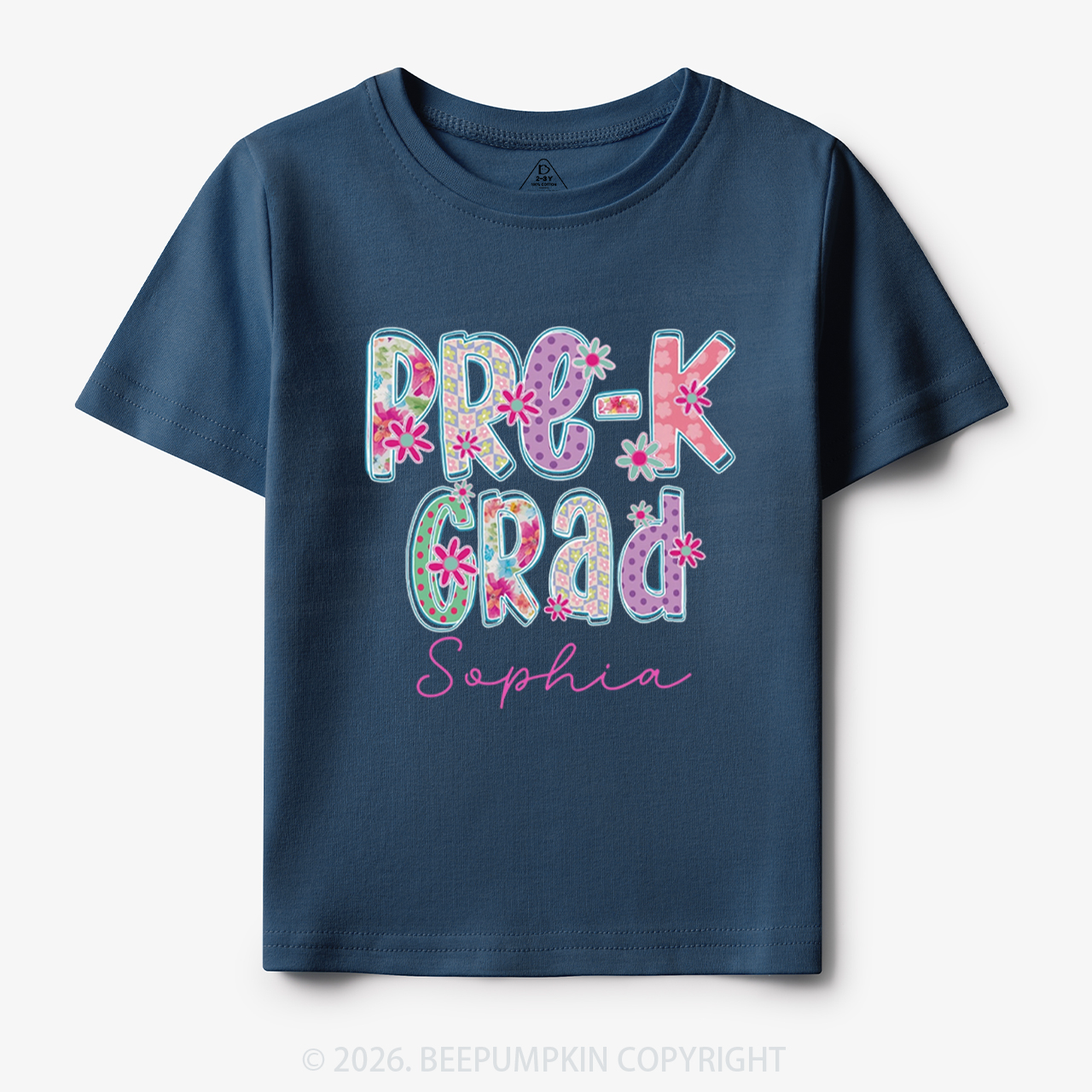 Personalized Name Sparkle Floral Pre‑K Grad Toddler&Kid's Tees