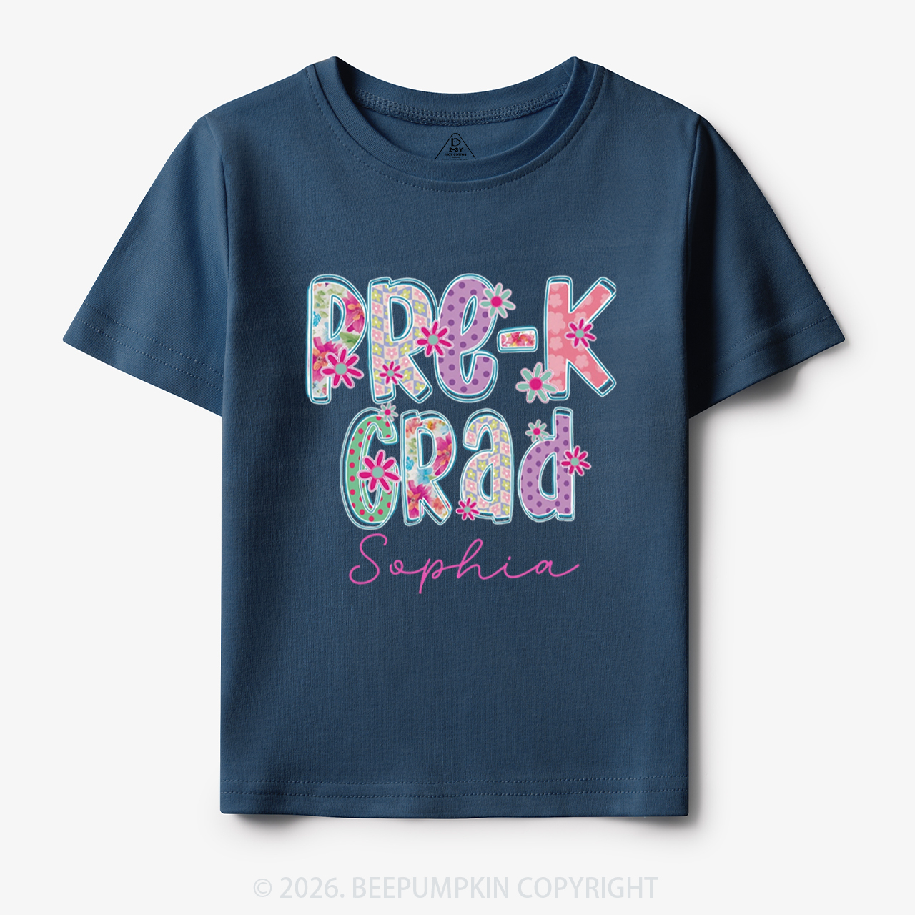 Personalized Name Sparkle Floral Pre‑K Grad Toddler&Kid's Tees