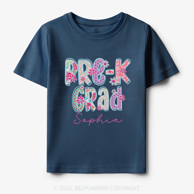 Personalized Name Sparkle Floral Pre‑K Grad Toddler&Kid's Tees