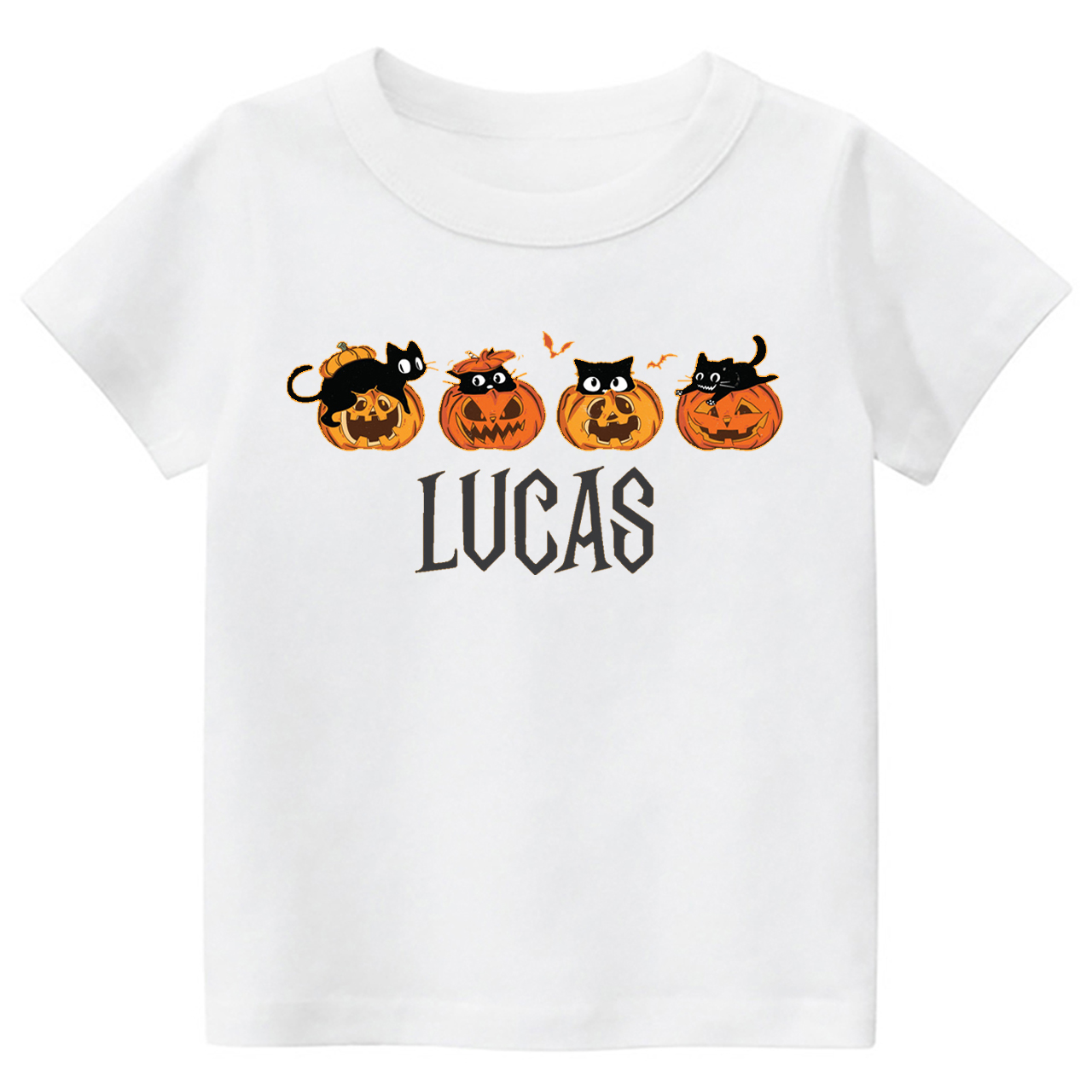 Personalized Halloween Pumpkin And Cat Kids Shirt 