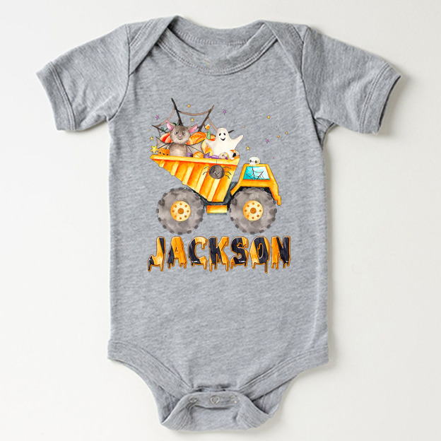 Personalized Dump Truck Halloween Bodysuit For Baby